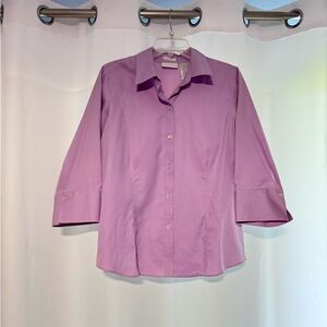 Liz Claiborne Lavender Button-Down Collared Shirt